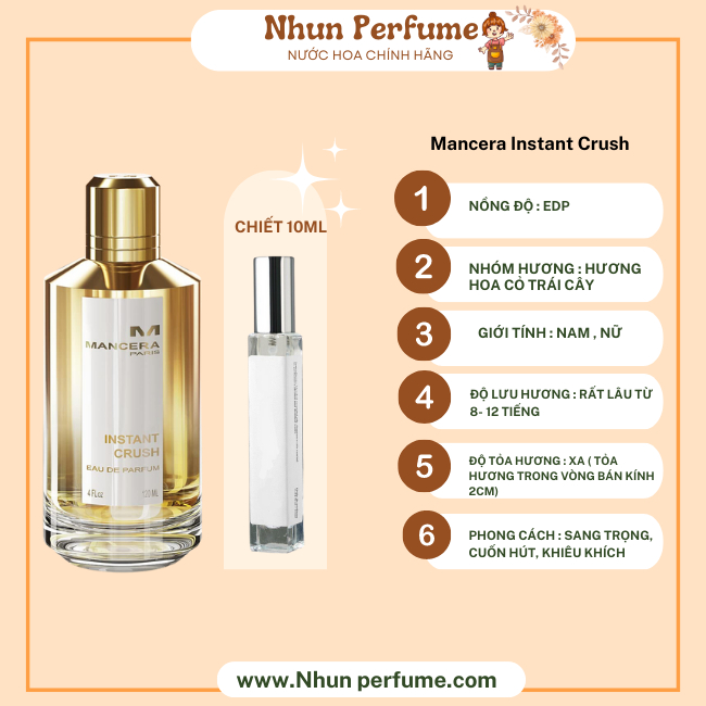 Nước Hoa unisex Mancera Instant Crush EDP ngọt ngào đẳng cấp cuốn hút hơn crush