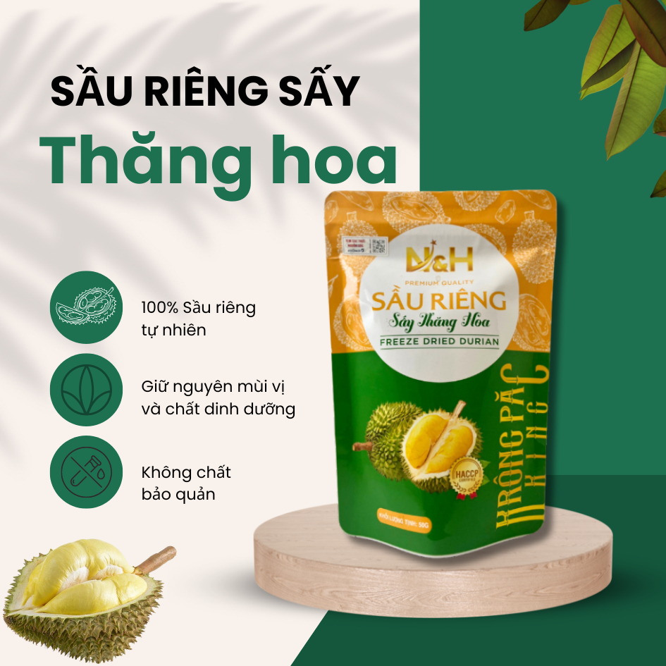 Sầu riêng sấy thăng hoa 50g túi zip