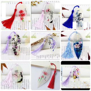 (LT) Bookmark gân lá hoa bỉ ngạn vong xuyên đánh dấu trang sách cổ trang tua rua dây tuyến