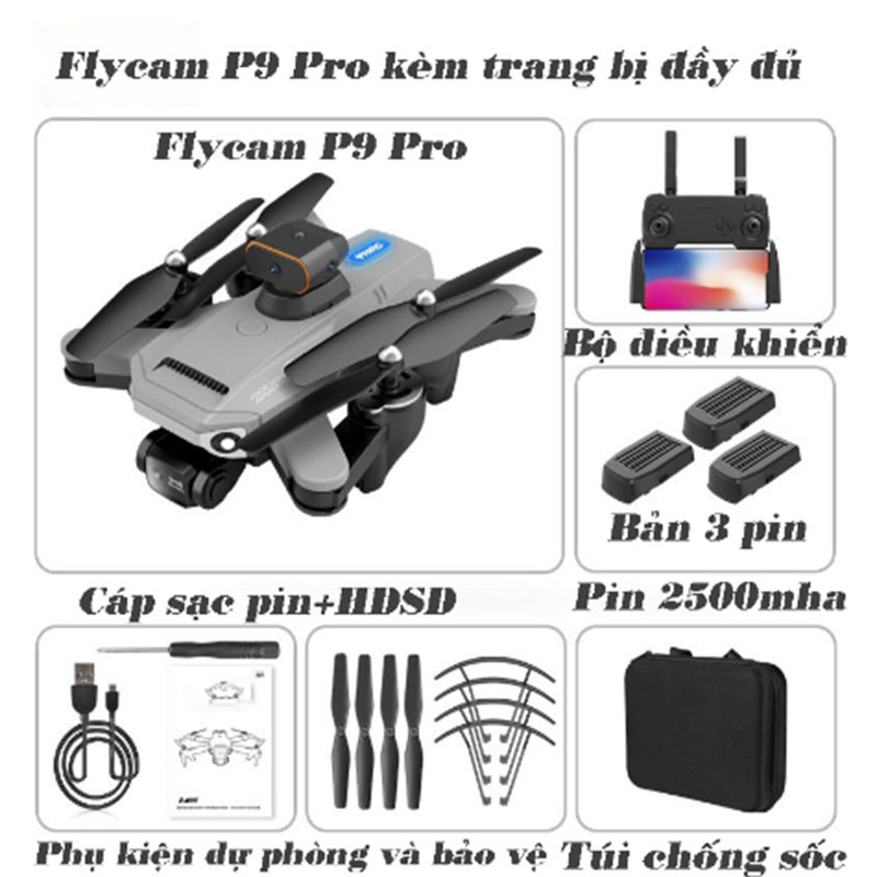 Drone giá rẻ P9 FIYCAM Mini điều khiển từ xa với 4K Dual Camera xe chống va chạm cảm biến 2500mAh pin đồ chơi ngoài trời | BigBuy360 - bigbuy360.vn