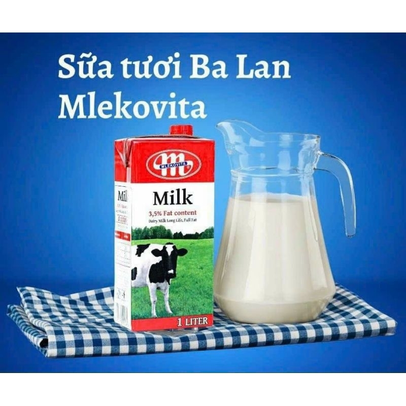 Sữa tươi tiệt trùng nguyên kem Mlekovita 3,5% (thùng 12H x 1L)