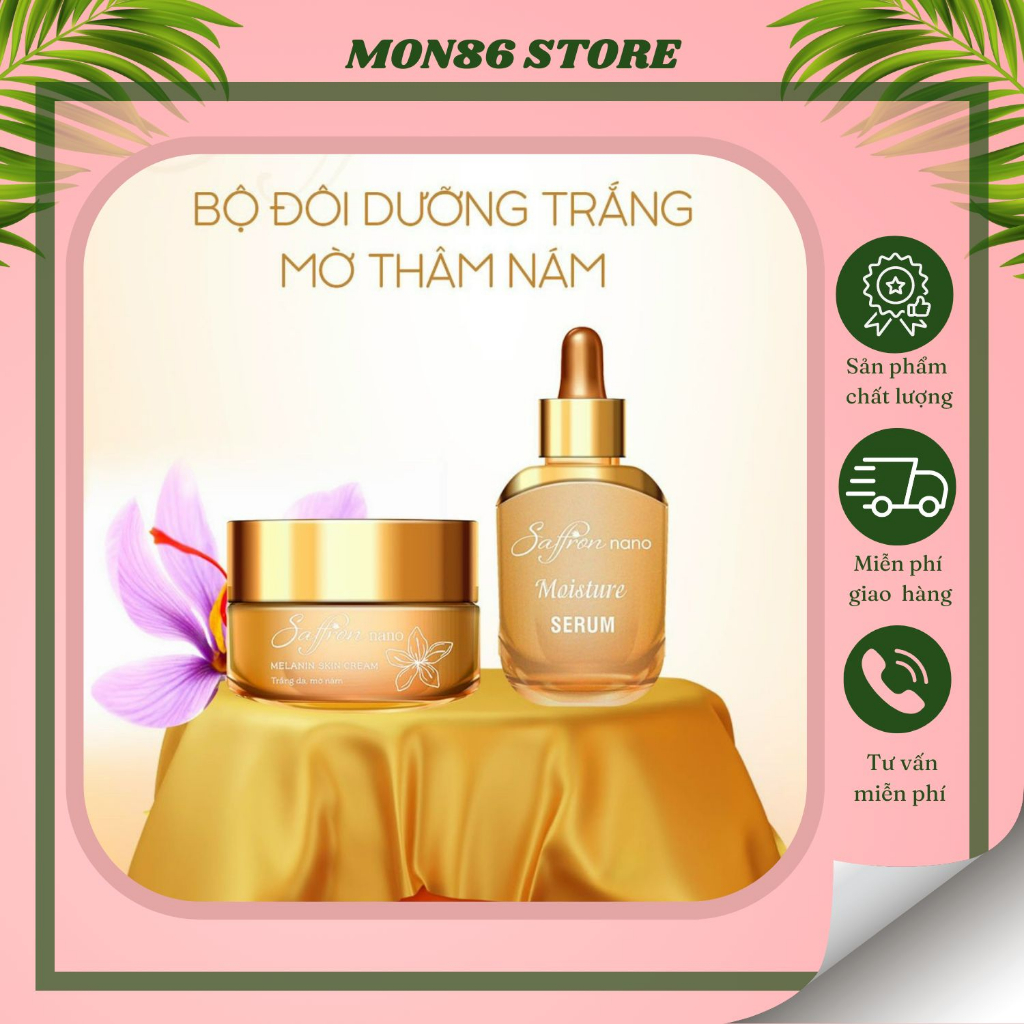 Combo Nám + Tế Bào Gốc Saffronnano Giúp Trắng Da, Mờ Thâm Nám, Tàn Nhang, Ngăn Ngừa Lão Hoá Da, Dưỡng Trắng, Mịn Da