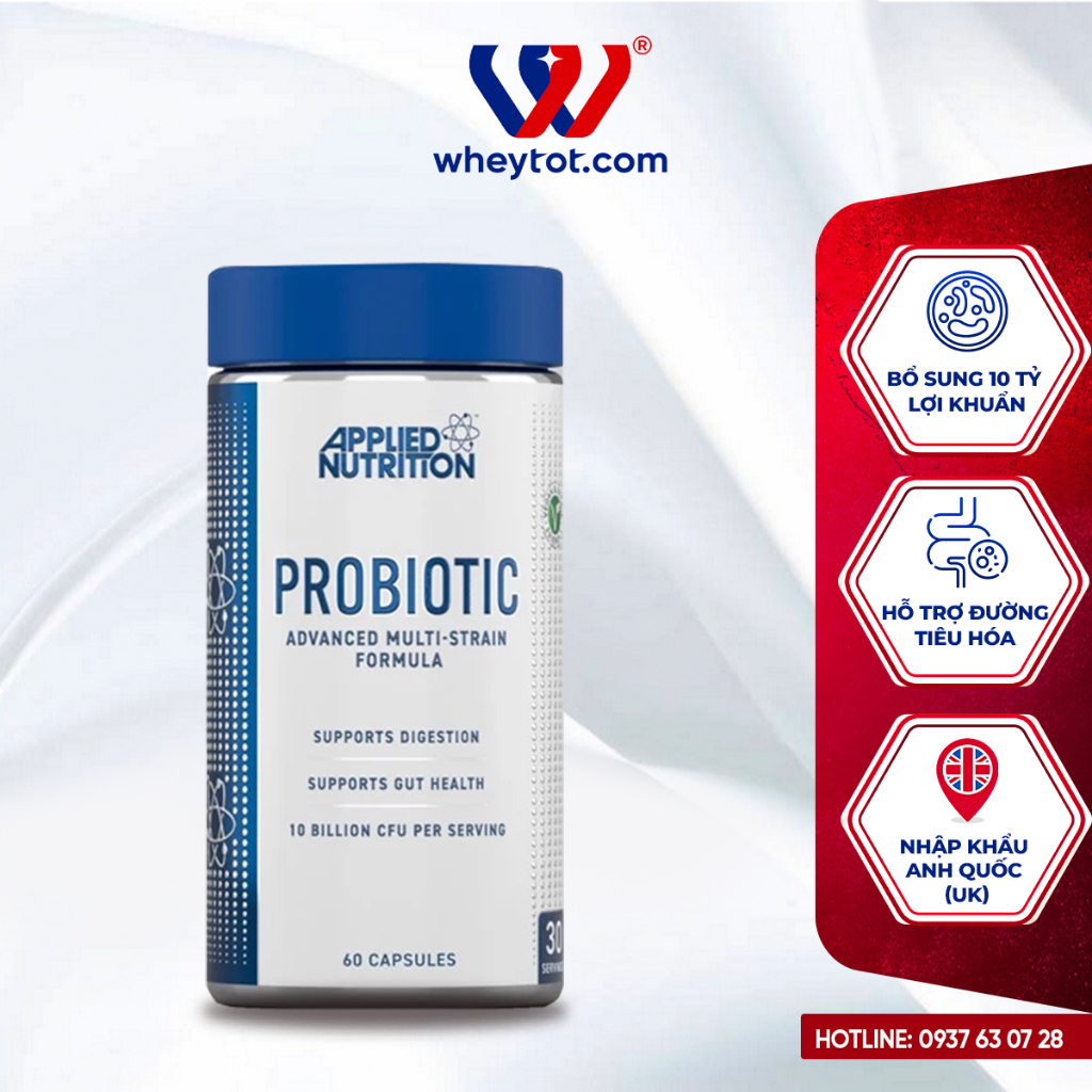 Viên uống Applied Nutrition Probiotic 30 lần dùng cung cấp lợi khuẩn đường ruột