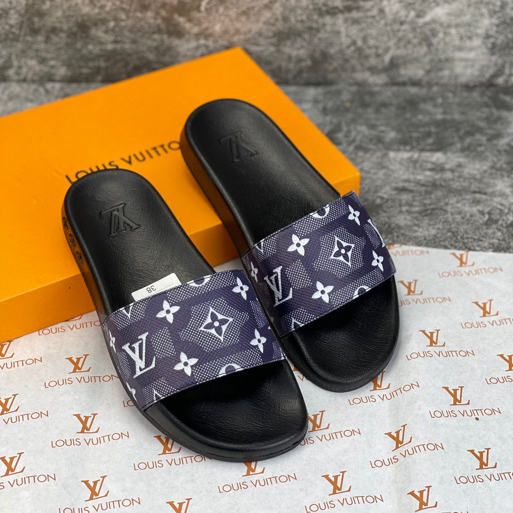 Dép nam lv, Dép quai ngang nam lv hót trend - Đế cao cao cấp quai da mềm mại êm chân