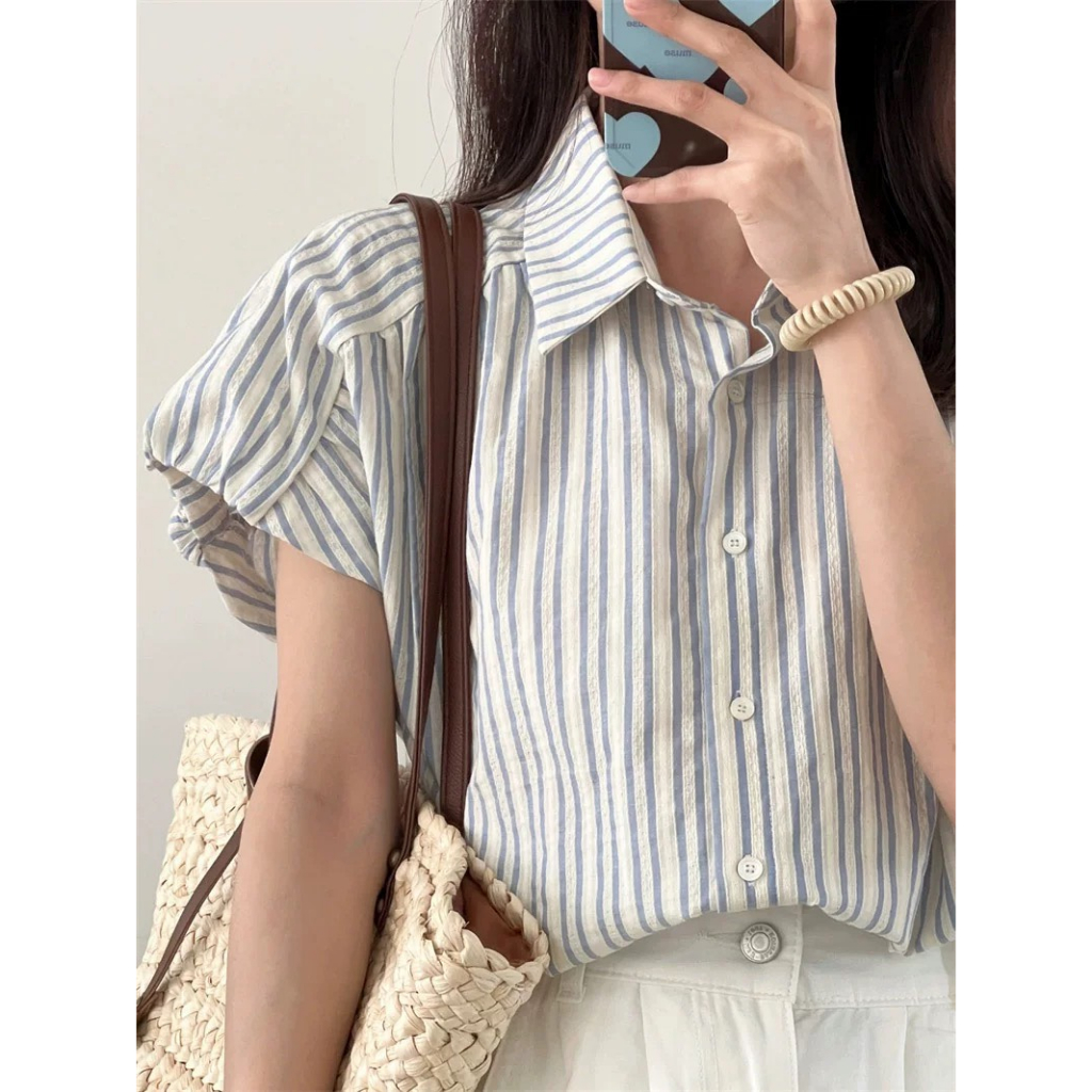 Áo sơ mi kẻ sọc tay hến phù hợp đi học đi làm - 247store.vn - Somiketayhen3117_P7K4