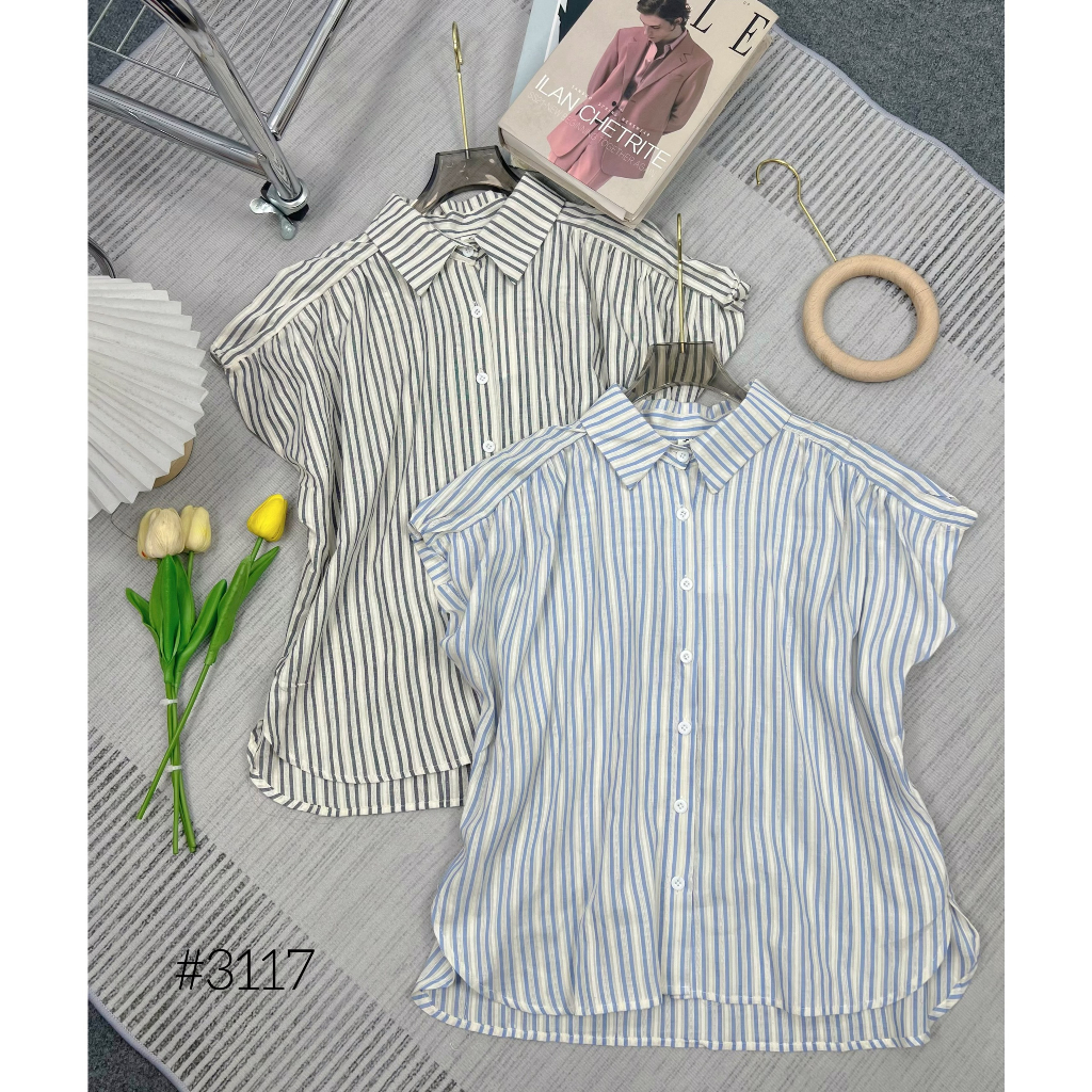 Áo sơ mi kẻ sọc tay hến phù hợp đi học đi làm - 247store.vn - Somiketayhen3117_P7K4