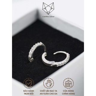 Khuyên Tai Bạc Ta CaoBac Silver Cho Nam Nữ Unisex Vòng Tròn Đơn Giản Đính 1 Hàng Đá