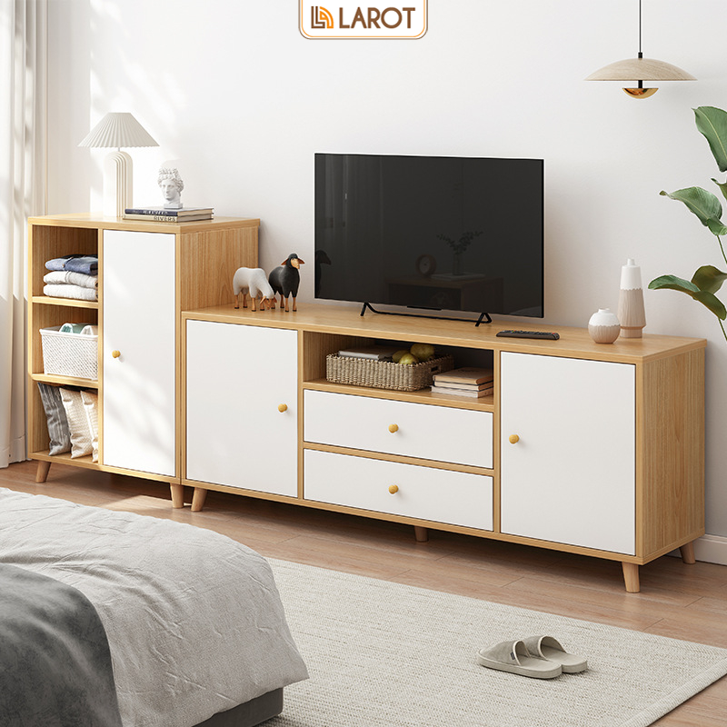 Kệ tivi cao cấp để sàn decor phòng phong cách Hàn nhãn hiệu Larot - Lp142