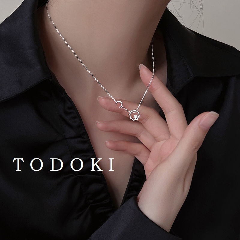 Vòng cổ , dây chuyền mặt trăng mặt trời đính đá Zircon thanh lịch phong cách Hàn Quốc D009