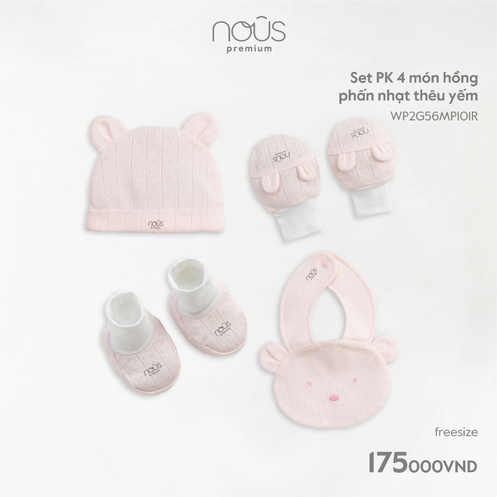 NOUS - Set phụ kiện bao tay bao chân, mũ , yếm nous cho bé sơ sinh
