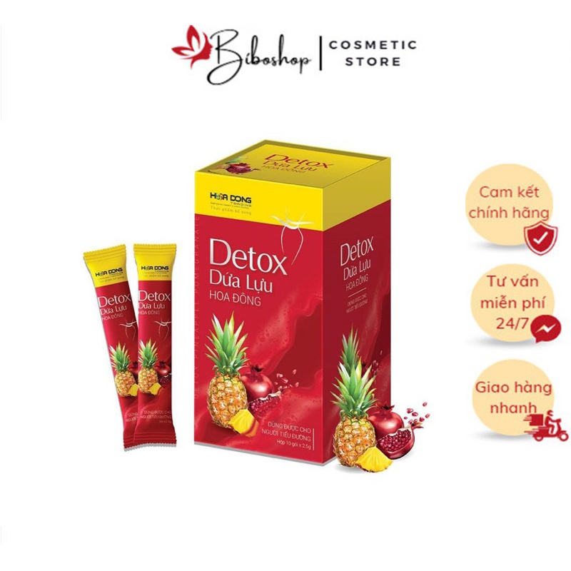 Thạch Giảm Cân Detox Dứa Lựu Hoa Đông - Hộp 15 gói - Giúp giảm cảm giác thèm ăn, giúp da căng mịn đẹp hơn