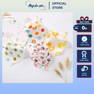 Yếm tam giác chất liệu cotton mềm mại khoá cúc bấm hoạ tiết đáng yêu giữ ấm cổ cho bé từ 0-2 tuổi