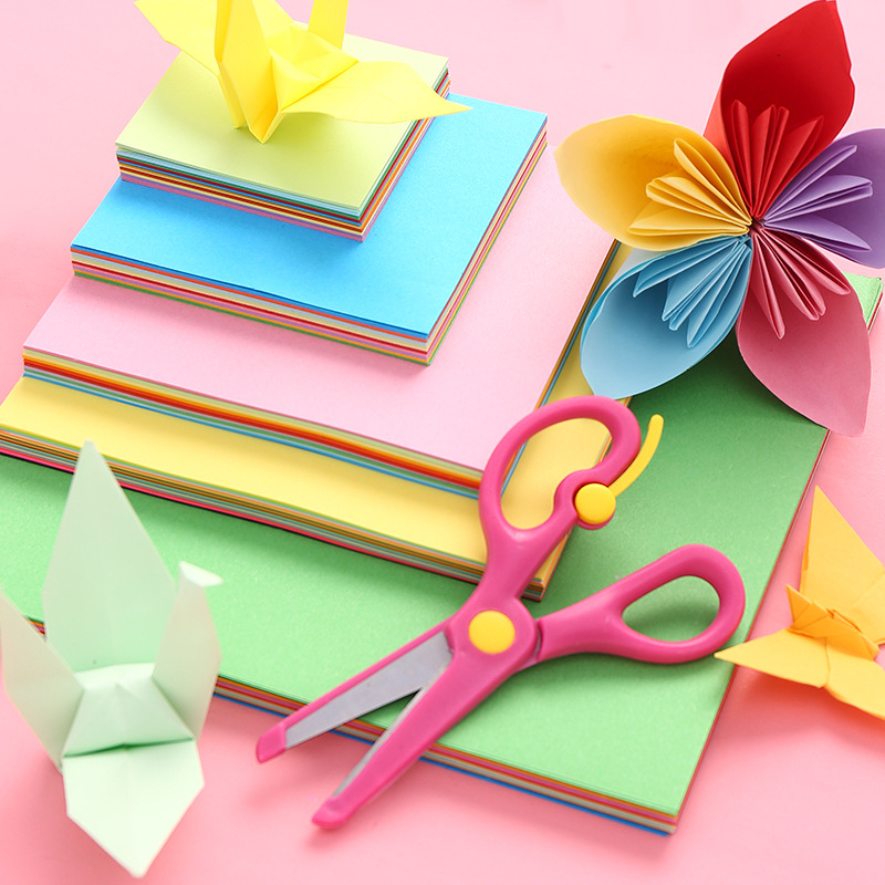 Tệp 100 tờ giấy thủ công Origami, ( 10 màu tổng 100 tờ) nhiều kích thước khác nhau màu sắc đẹp tươi sáng