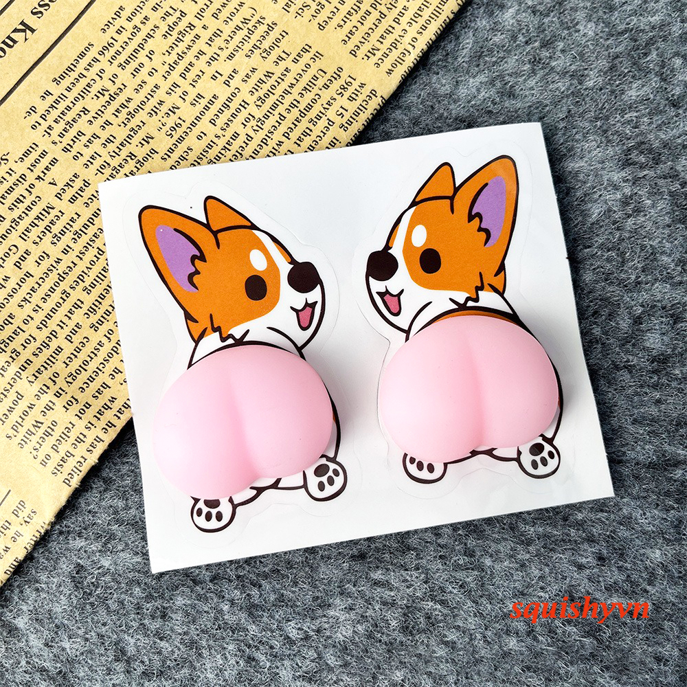 SHIBA Miếng Dán Mông Sillicon Sticker Quả Đào Mông Shin Mông Voi Mông Chó Thú Bóp Giảm Stress, Siêu Hot, Dán Ốp Điệ