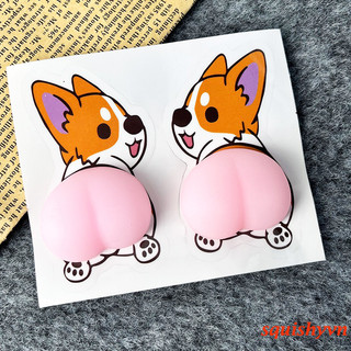Shiba miếng dán mông sillicon sticker quả đào mông shin mông voi mông chó thú bóp giảm stress, siêu hot, dán ốp điệ