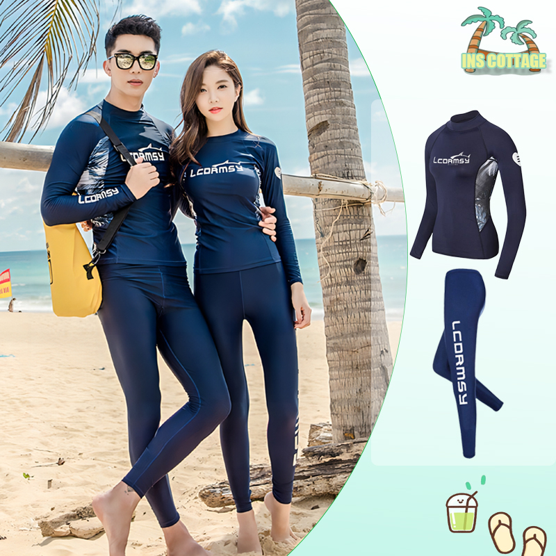 【INS】đồ bơi cặp đôi ngoài trời khô nhanh chống nắng bộ dài tay 2 mảnh với sứa phù hợp áo bơi tay dài cho nam và nữ