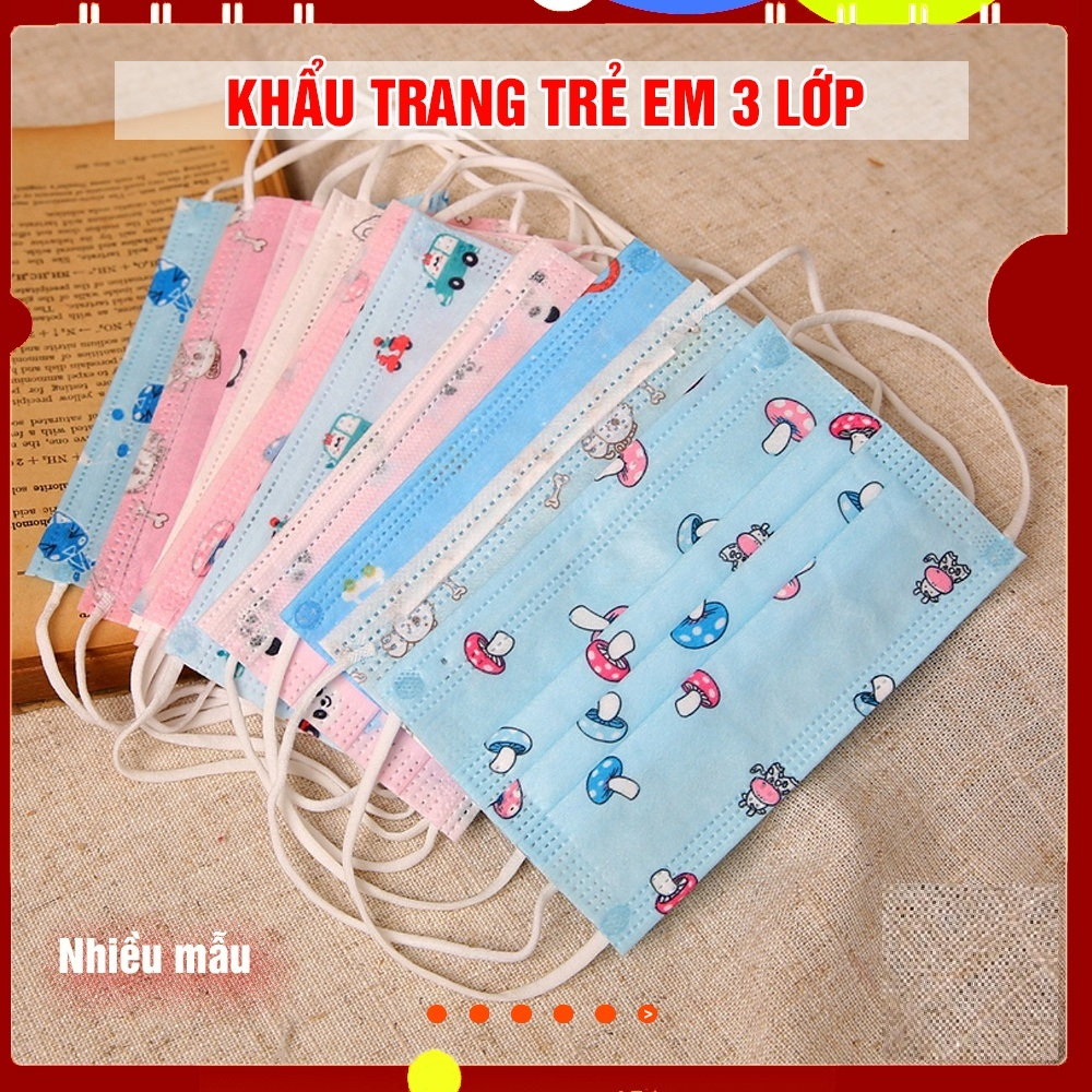 Khẩu trang trẻ em 3 lớp kháng khuẩn thoáng mát, khẩu trang y tế cho bé