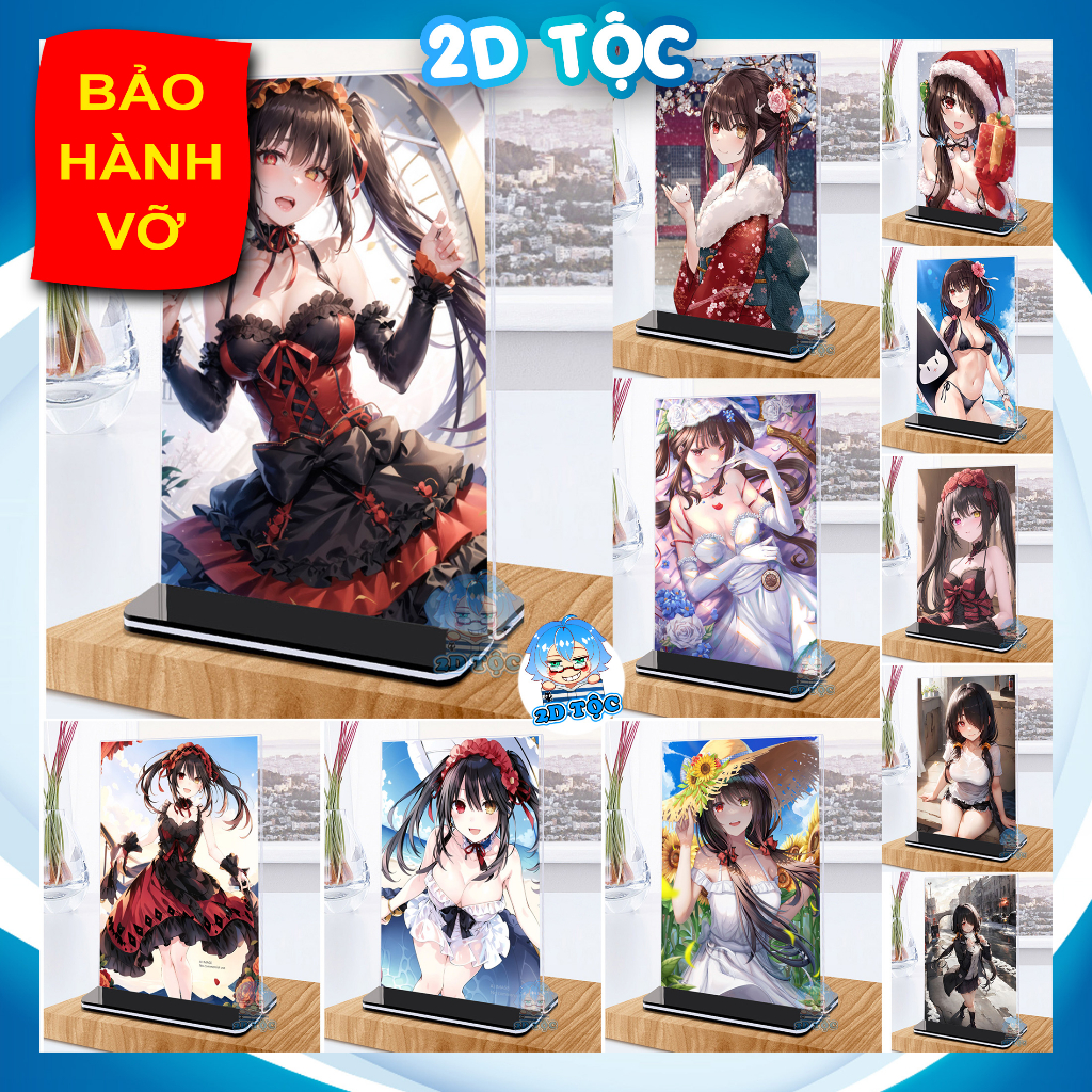 Khung ảnh Mica trong suốt Kích thước A4,A5 In hình Tokisaki Kurumi (5) Anime Manga Date A Live đế lùa màu đen