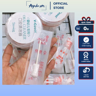Hộp 30 que tưa lưỡi, rơ lưỡi tiệt trùng Vcool lõi giấy vệ sinh khoang miệng cho bé