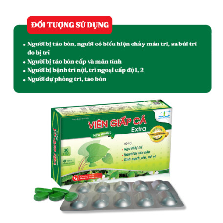 Viên Giấp Cá Extra  - Tốt Cho Người Bị Trĩ, Táo Bón, Suy Giãn Tĩnh Mạch.