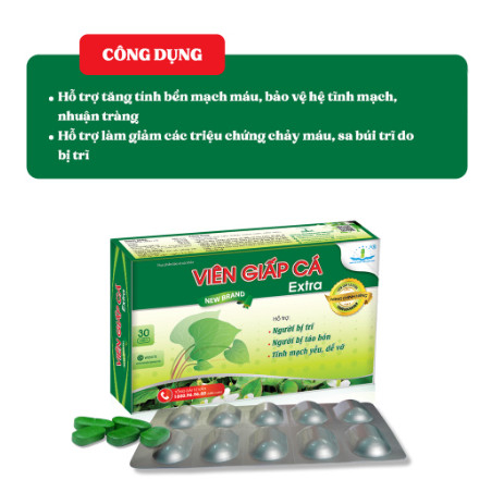 Viên Giấp Cá Extra  - Tốt Cho Người Bị Trĩ, Táo Bón, Suy Giãn Tĩnh Mạch.
