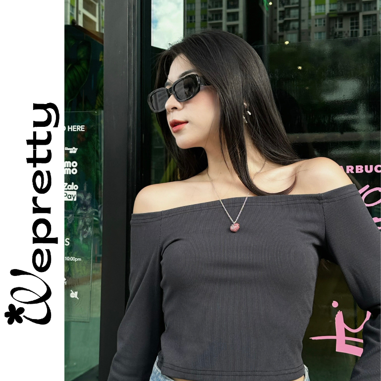 Áo thun gân viền cổ ren - Emma Top Wepretty chất vải co dãn phù hợp với mùa thu