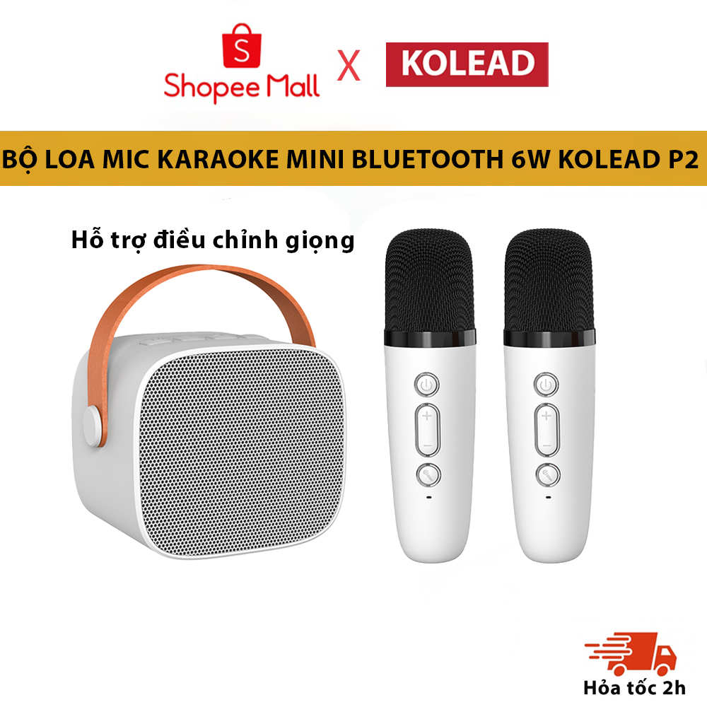 Bộ Loa bluetooth mini karaoke kèm mic KOLEAD P2 Không dây Bass cực mạnh, hỗ trợ kết nối thẻ nhớ, jack 3.5mm