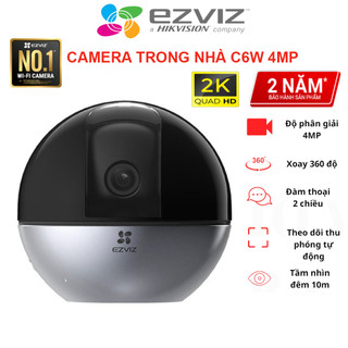 Camera WIFI trong nhà cao cấp EZVIZ C6W 4MP 2K - C6 2K+ XOAY 360, Đàm thoại 2 chiều , Siêu nét , Xoay 360 độ Chính Hãng