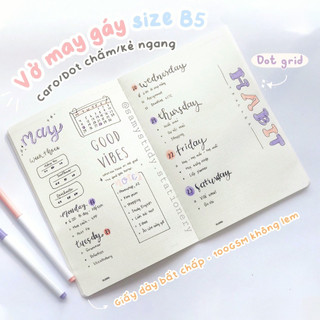 Combo 2 Sổ May Dán Gáy Size B5 Caro/Line/Dot Grid 120 Trang KLONG Vở Ghi Chép Học Tập
