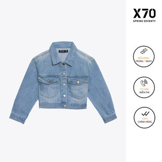 Áo khoác denim jeans nữ dáng lửng crop top thời trang x70 - 02780001