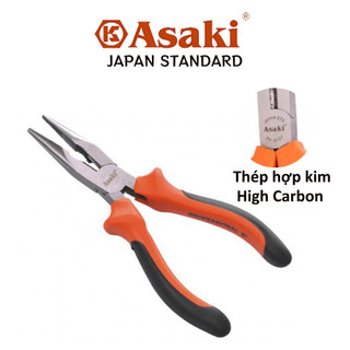 Kìm mũi nhọn 8" cao cấp chính hãng Asaki AK-8107, kìm điện 8 inch tiêu chuẩn Nhật
