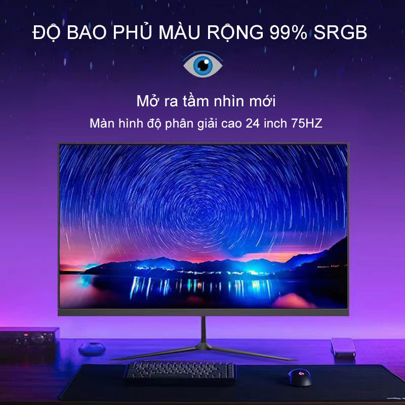 Màn hình gaming cong HD 1080P, 75HZ màn hình IPS gaming ánh sáng xanh thấp không nhấp nháy đáp ứng mọi nhu cầu giải trí