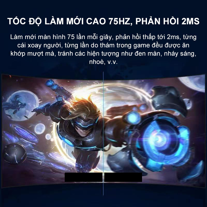 Màn hình gaming cong HD 1080P, 75HZ màn hình IPS gaming ánh sáng xanh thấp không nhấp nháy đáp ứng mọi nhu cầu giải trí