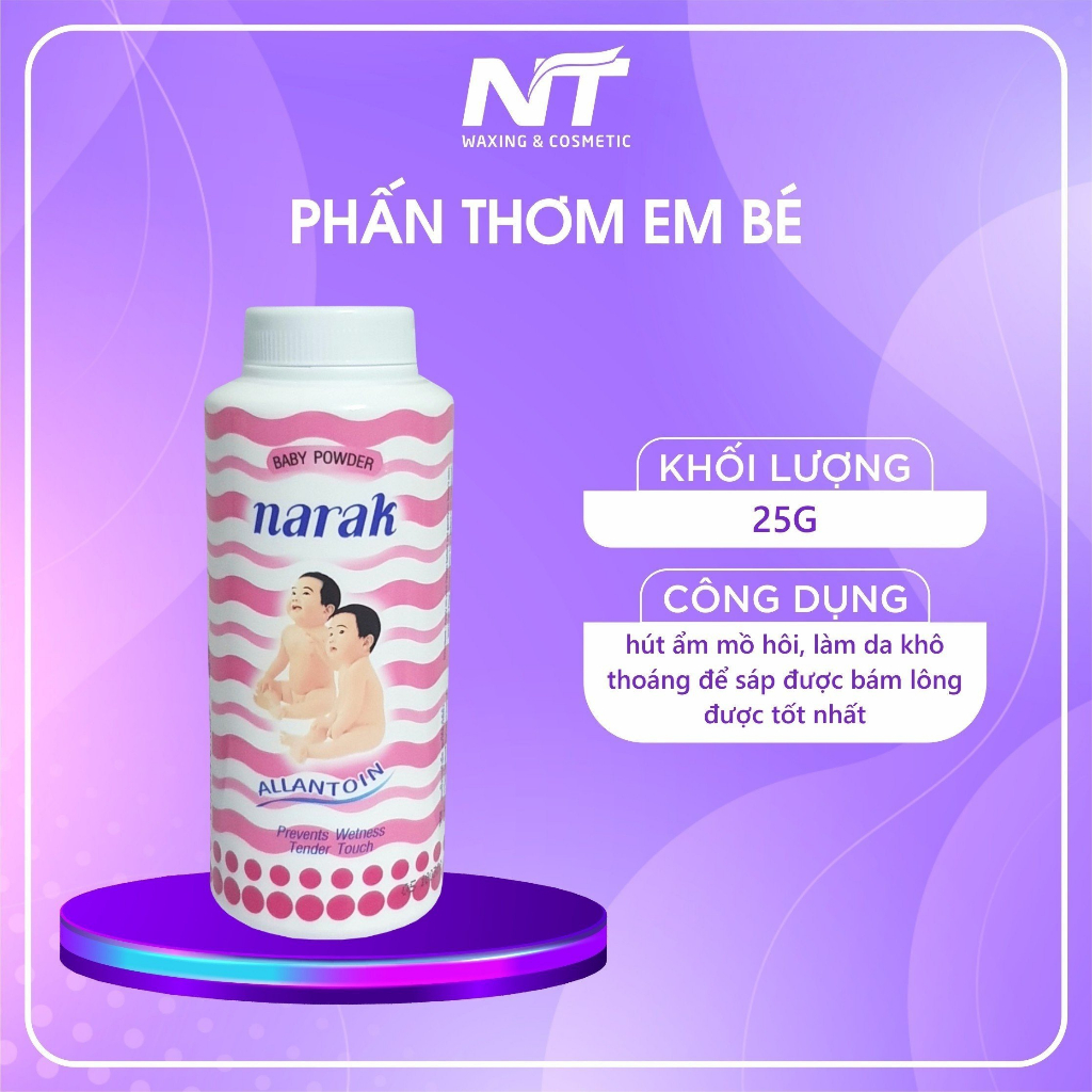 Phấn rôm Narak Thái Lan 25g, phấn thơm em bé hút ẩm, giúp da khô thông thoáng NT WAXING