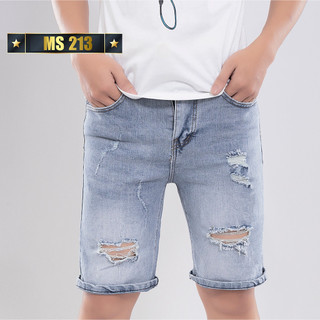 Quần short jean nam trơn chất bò co giãn- quần lửng nam thời trang PN ms235