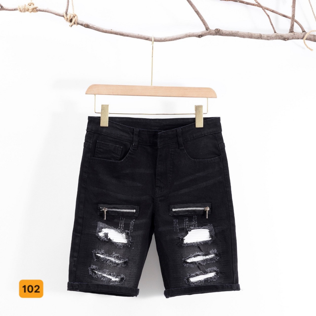 Quần short jean nam màu xám chất bò - quần bò lửng nam co giãn thời trang cao cấp Pn_shop90 ms208