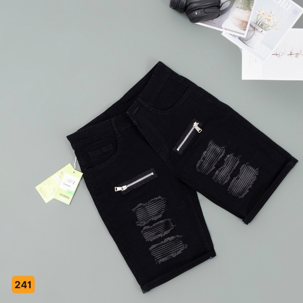 Quần short jean nam màu xám chất bò - quần bò lửng nam co giãn thời trang cao cấp Pn_shop90 ms208