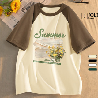 Áo Thun Nữ, Áo Phông Raglan Tee Nam Nữ Unisex Tay Lỡ By JOLI BST19 In Hình Chất Cotton Form Rộng