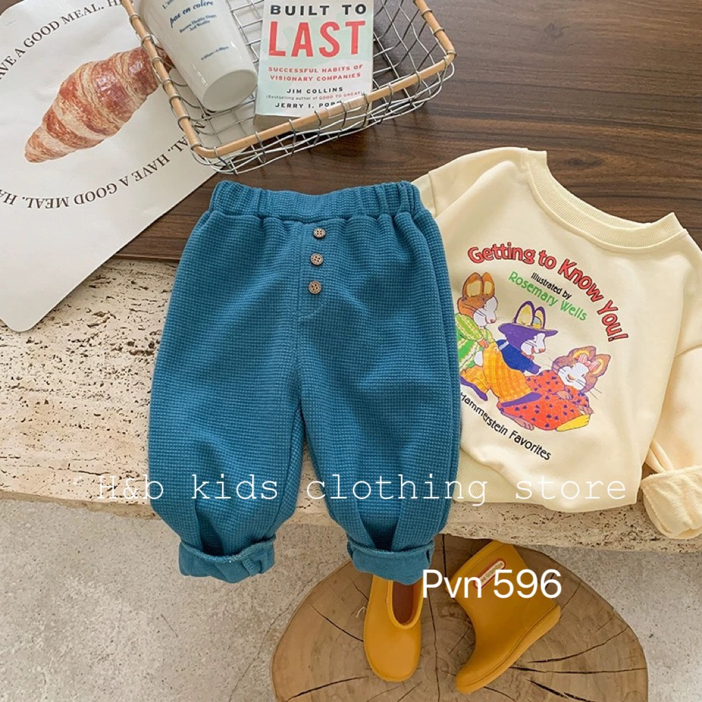 Quần dài cho bé trai bé gái , quần thu đông chất tổ ong cho bé trai bé gái 10-30kg