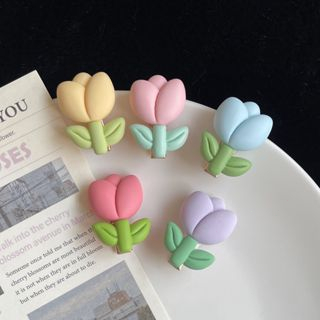 Kẹp tóc mái hoa tulip màu sắc pastel nhẹ nhàng dễ thương