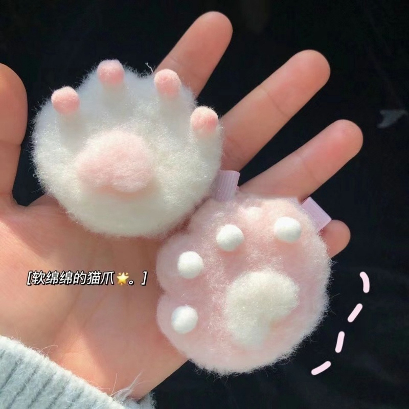 Kẹp tóc hình dấu chân mèo bằng lông nhung dễ thương xinh xắn phong cách hàn quốc