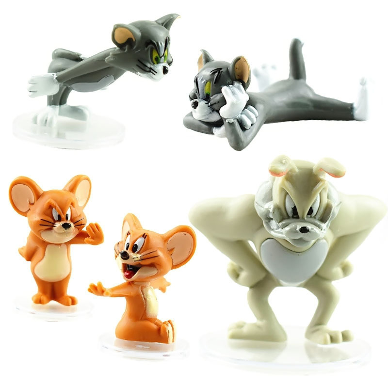 Set 5 Mô Hình Đồ Chơi Nhân Vật Hoạt Hình Tom Và Jerry Bằng PVC trang trí bánh sinh nhật