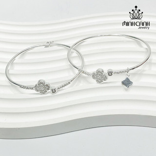Lắc Tay Bạc 4 Lá Nạm Đá - Minh Canh Jewelry