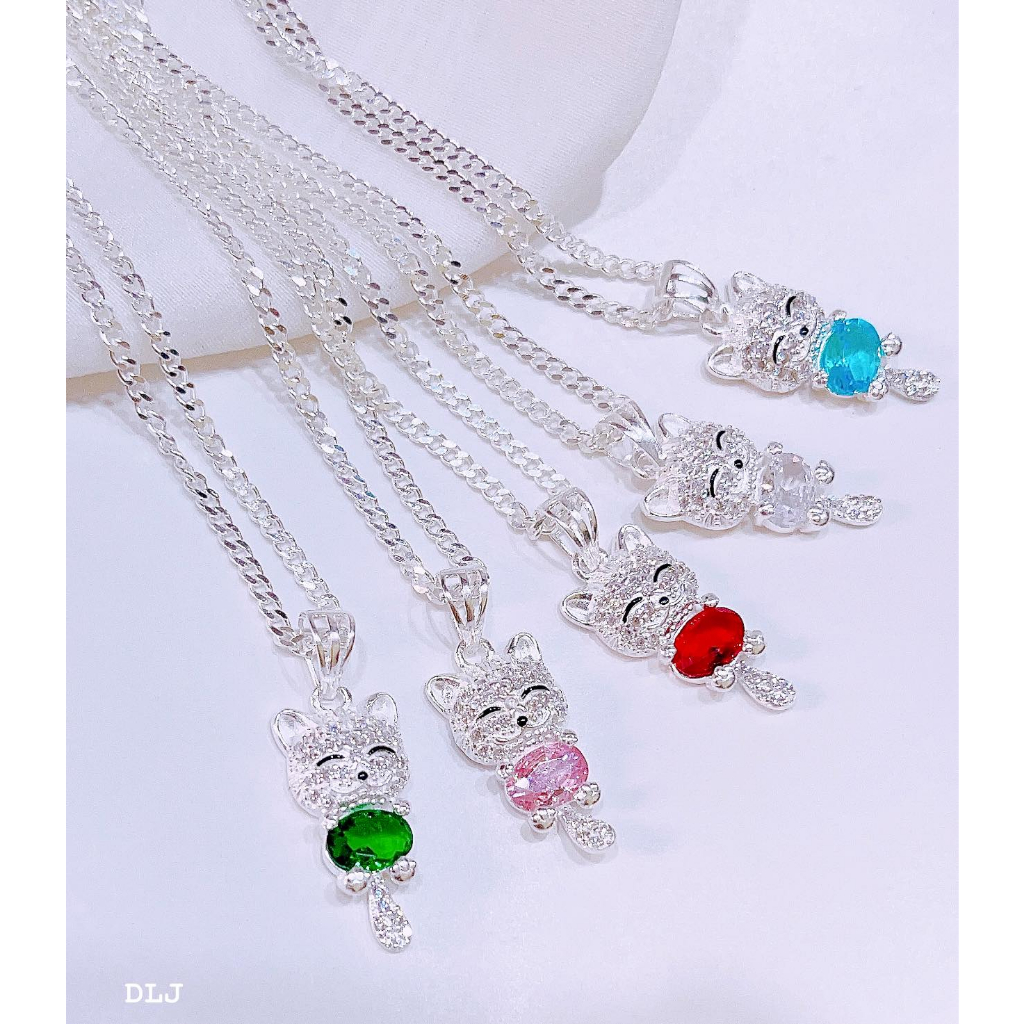 Dây Chuyền Bạc Cho Bé,Dây Chuyền Mèo Các Màu Siêu Xinh