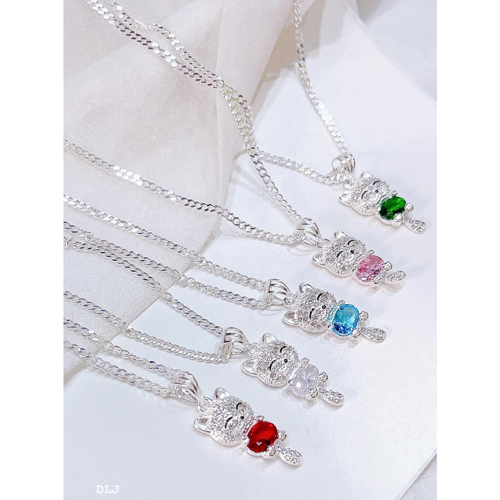 Dây Chuyền Bạc Cho Bé,Dây Chuyền Mèo Các Màu Siêu Xinh