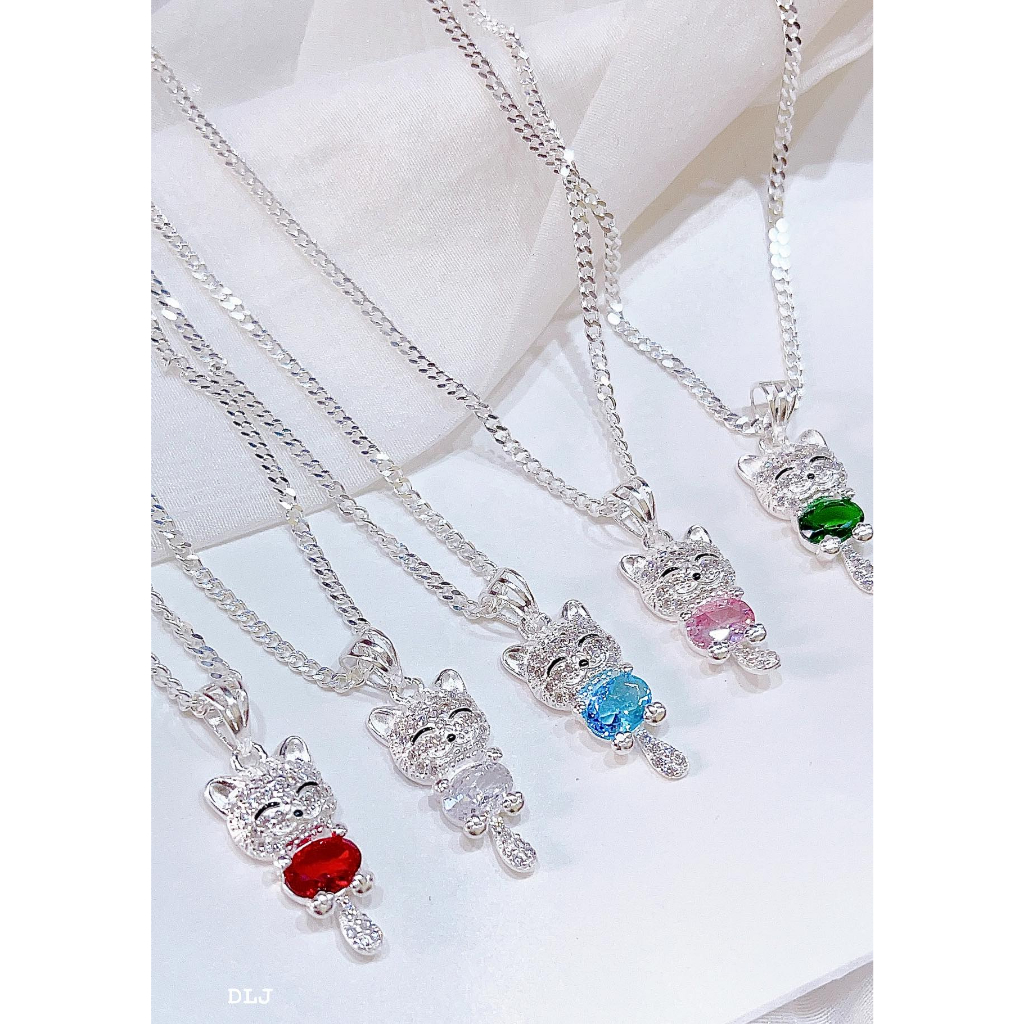 Dây Chuyền Bạc Cho Bé,Dây Chuyền Mèo Các Màu Siêu Xinh