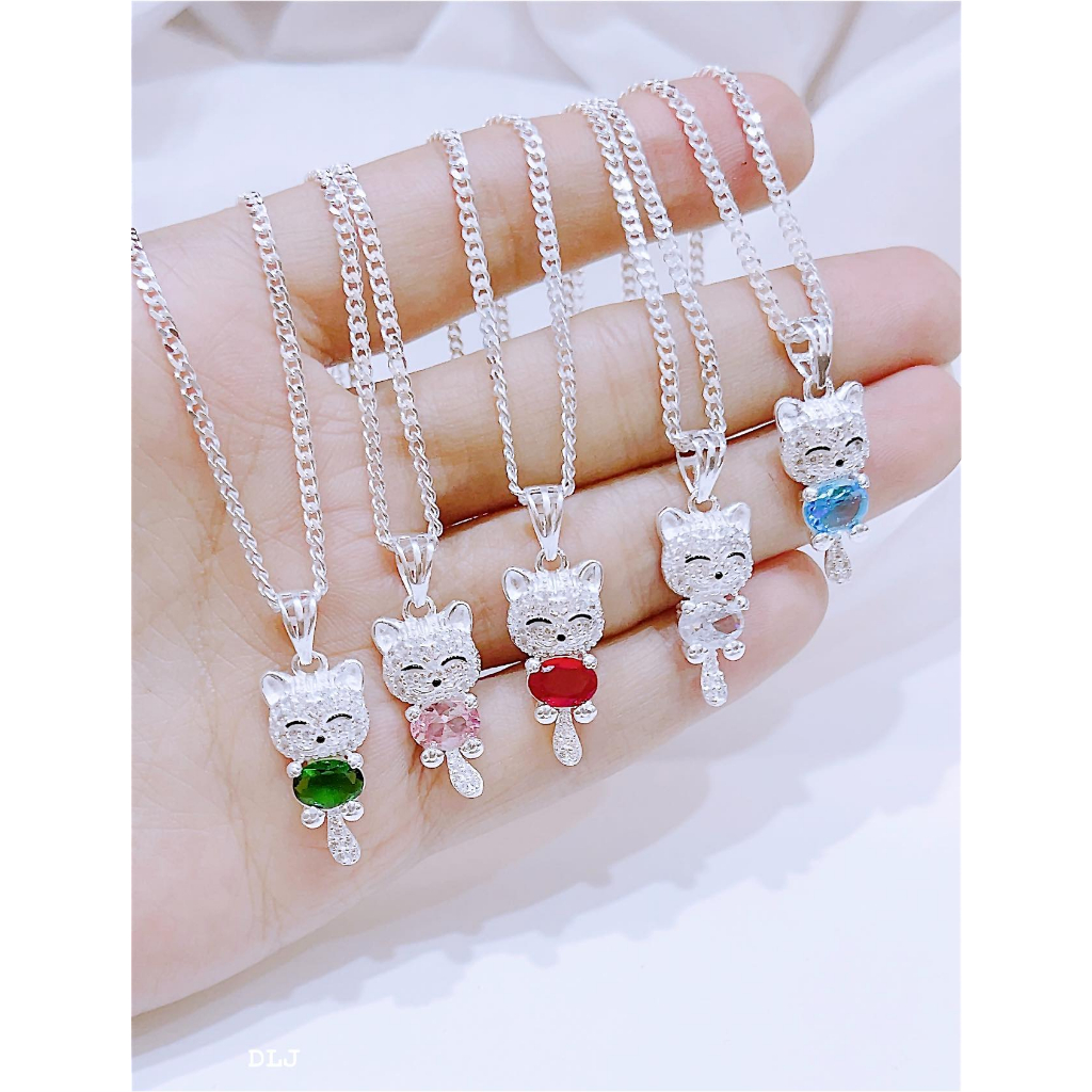 Dây Chuyền Bạc Cho Bé,Dây Chuyền Mèo Các Màu Siêu Xinh