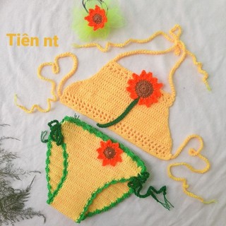 Bikini hoa hướng dương , bikini len cho bé , đồ đi biển, đồ bơi cho bé