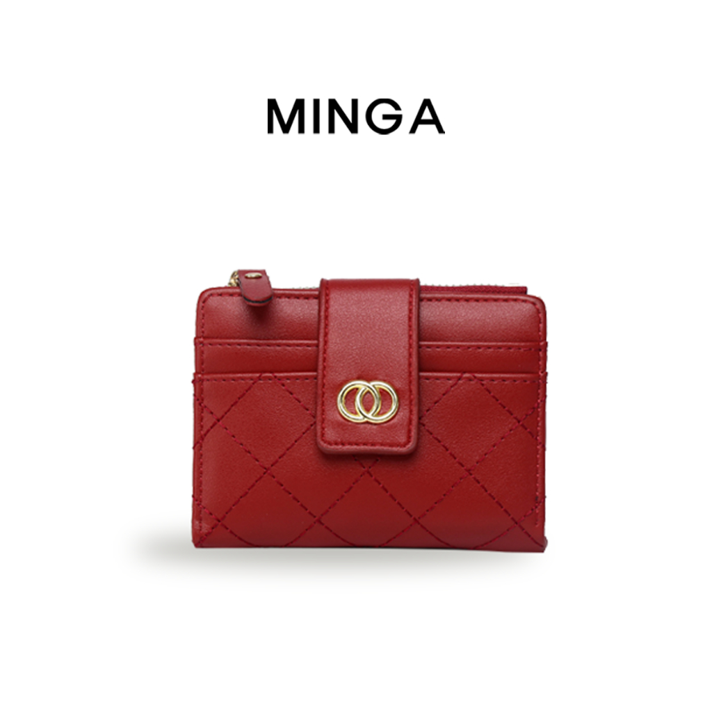 Ví ngắn cầm tay nữ MINGA ví đựng thẻ mini thiết kế sang trọng đường may hình thoi có khóa kéo thời trang C307-NGẮN