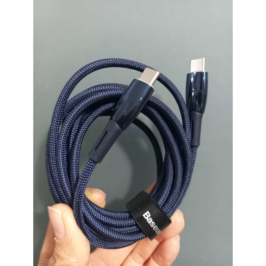 Dây sạc nhanh 2 đầu type C100W E-Marker chip siêu bền cho Macbook, ipad, laptop Baseus Glimmer CB000025